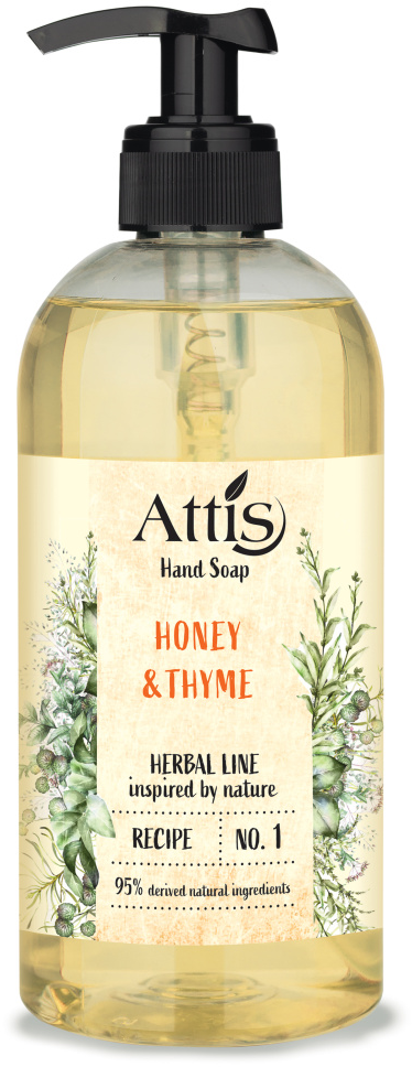 Mydło w płynie Attis Gold Drop Herbal Line, miód & tymianek, z dozownikiem, 500ml