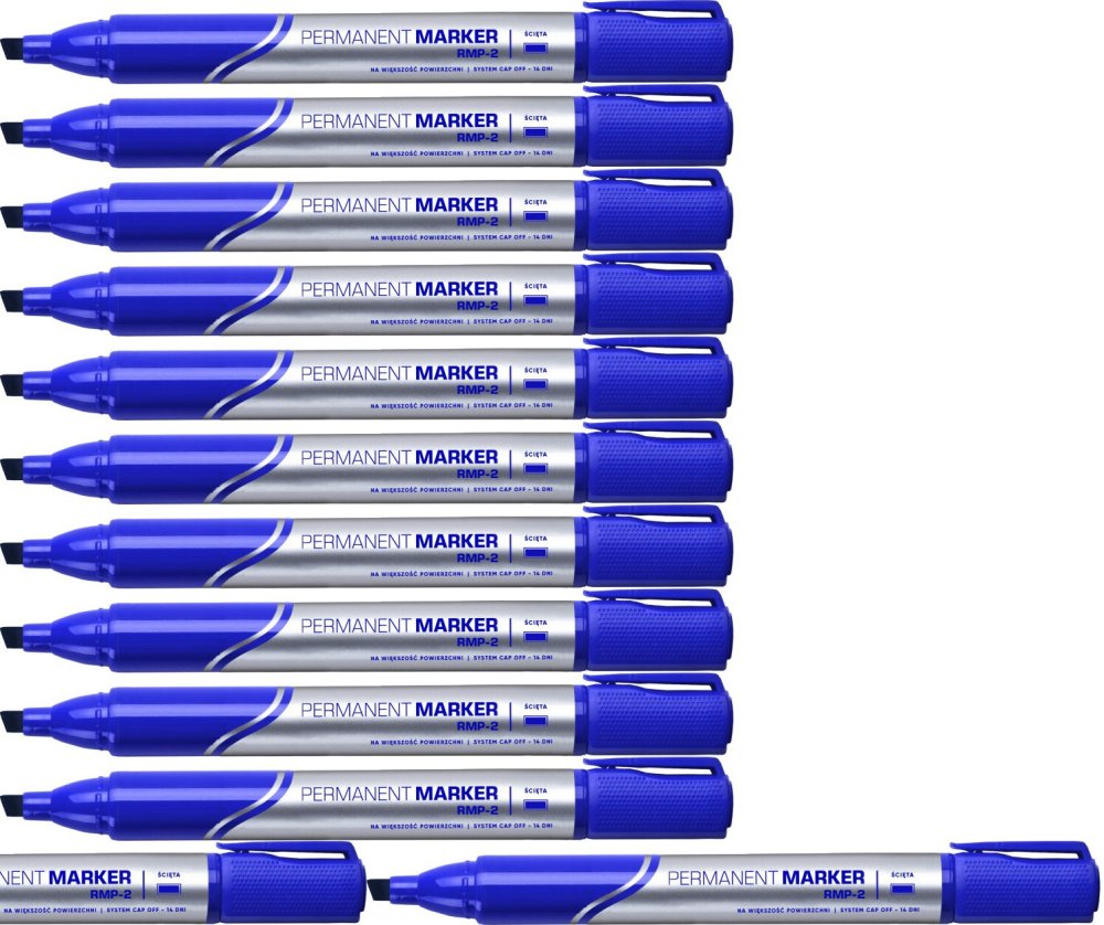12x Marker permanentny Rystor RMP-2, ścięta, 1-4mm, niebieski
