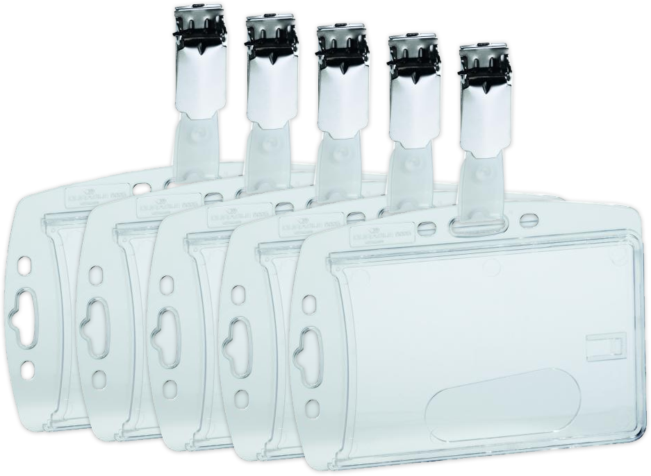 5x Etui na 1 kartę identyfikacyjną Durable, z klipem, 85x54mm, przezroczysty