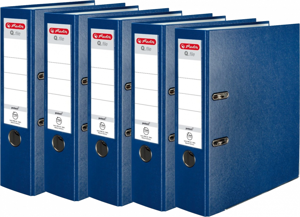 5x Segregator A4 Herlitz Q.file, 80mm, granatowy