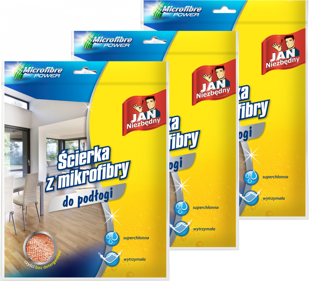 3x Ścierka do podłogi Jan Niezbędny, mikrofibra, 45x55cm, 1 sztuka, pomarańczowy