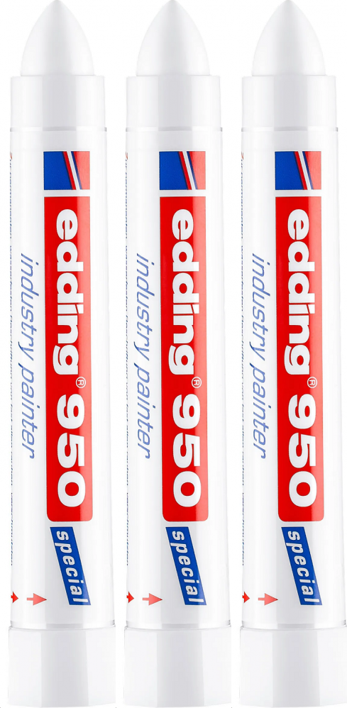 3x Marker przemysłowy w paście edding 950, okrągła, 10mm, biały