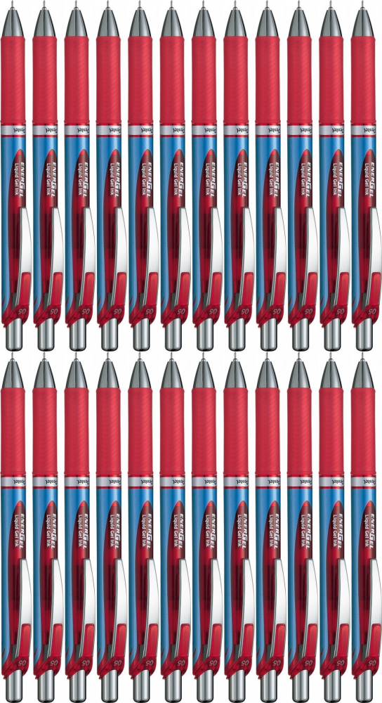 24x Pióro kulkowe automatyczne Pentel, EnerGel BLN-75, 0.5mm, czerwony