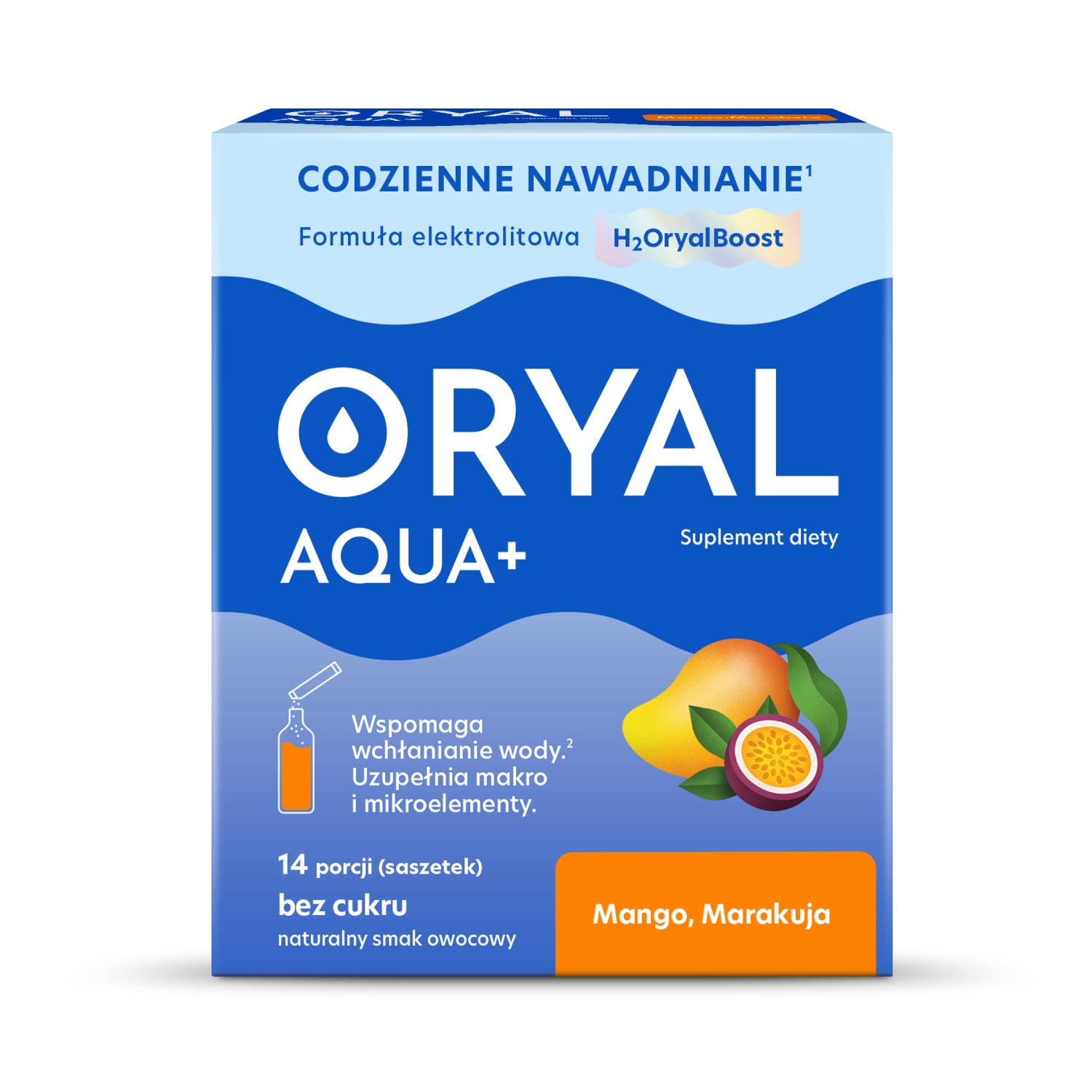 Oryal aqua o smaku mango-marakuja, 14 saszetek
