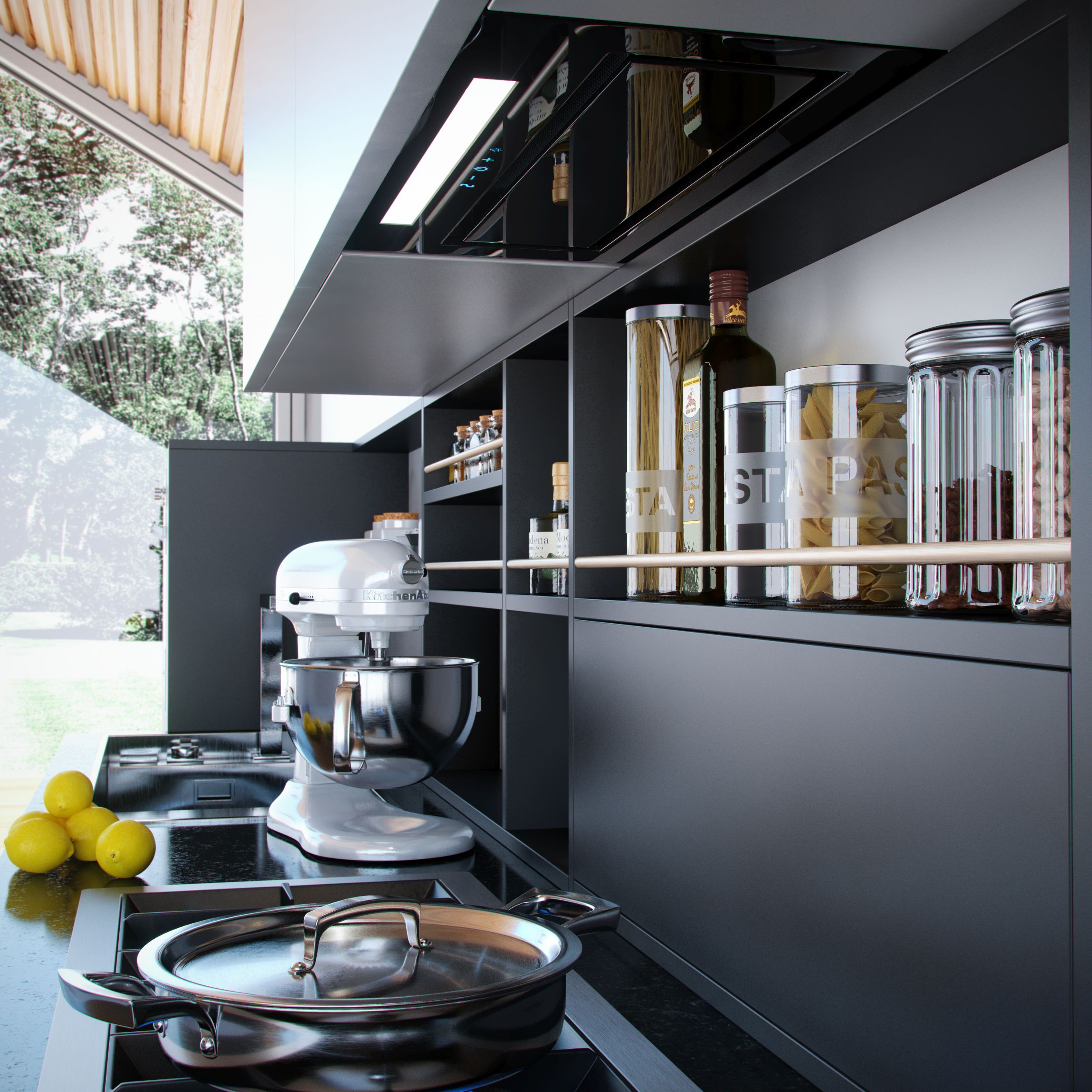 Globalo Exclusive Loteo okap kuchenny 59,6 cm podszafkowy czarny LOTEO_60_4_PLUS_BLACK