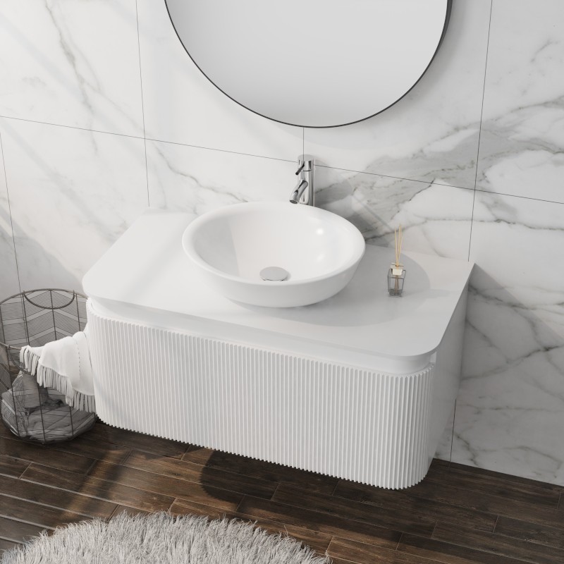 LaVita Vermont szafka z blatem 100x52x42 cm podumywalkowa wisząca biała/stone white