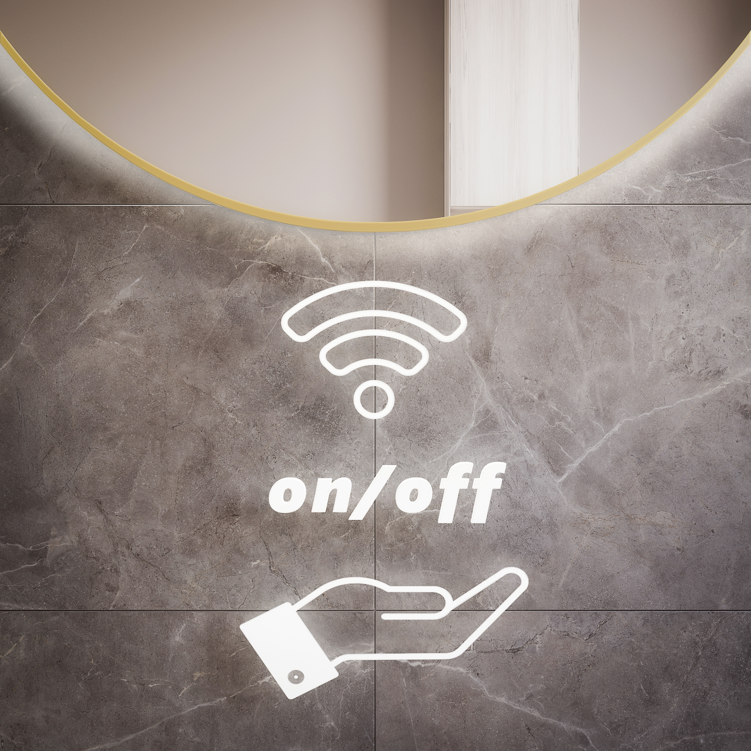 Baltica Design Bright Stain II lustro 50x36 cm białe barwa zimna z włącznikiem bezdotykowym