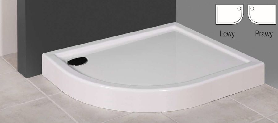 Novellini City brodzik 100x80 cm półokrągły asymetryczny prawy biały MNQ8010014D-30