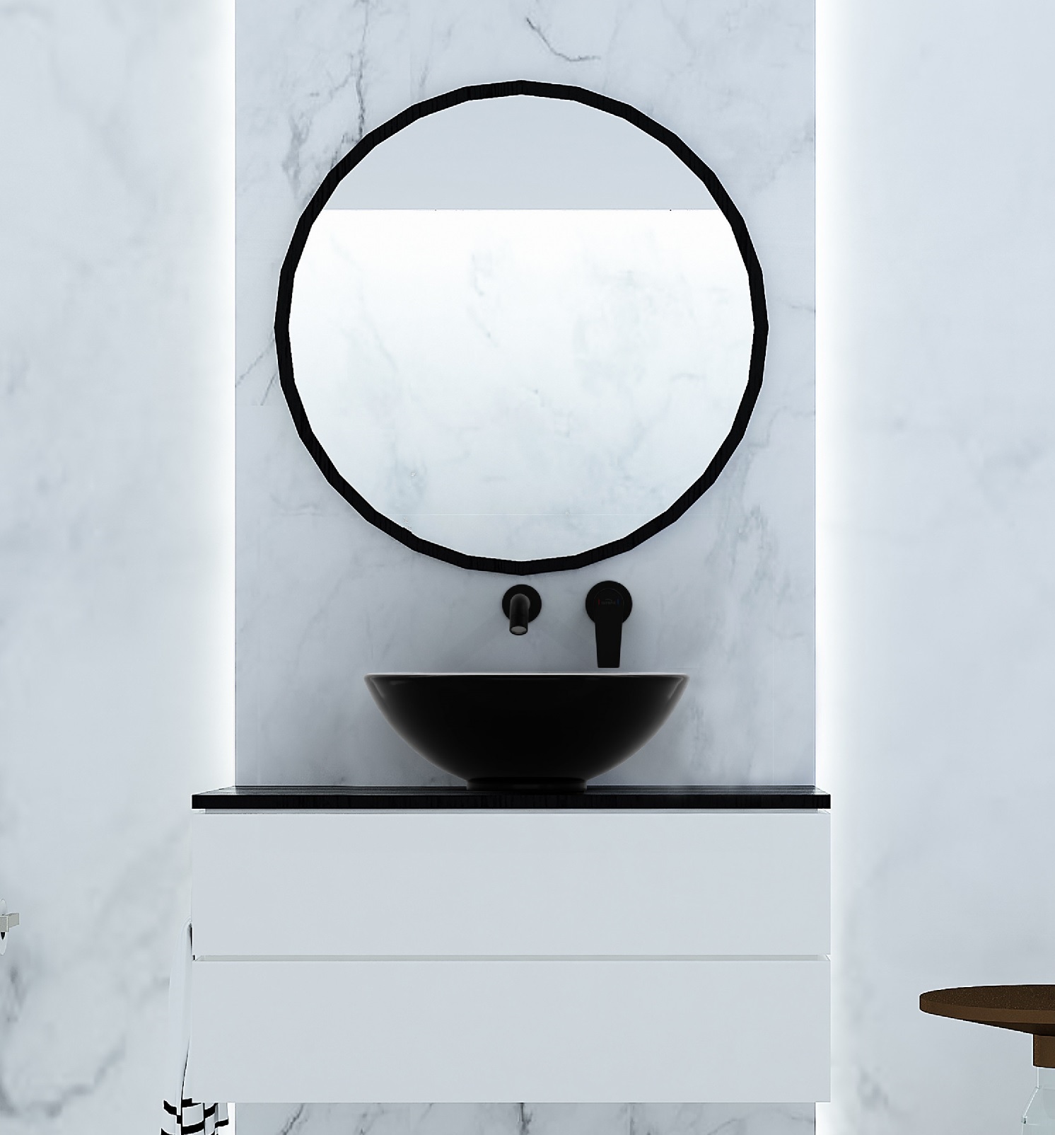 Invena Tinos umywalka 39,5 cm nablatowa okrągła czarny/biały CE-43-041