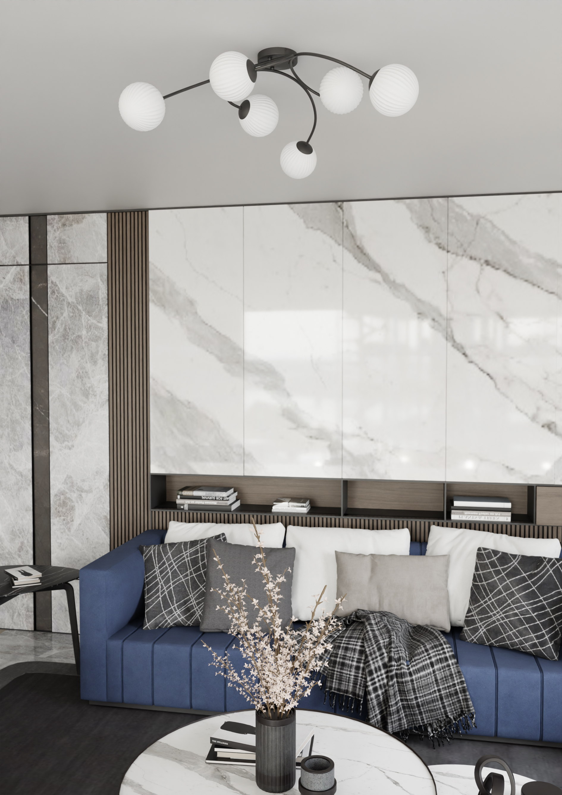 Emibig Vibra lampa podsufitowa 6x10 W biała-czarna 1398/6