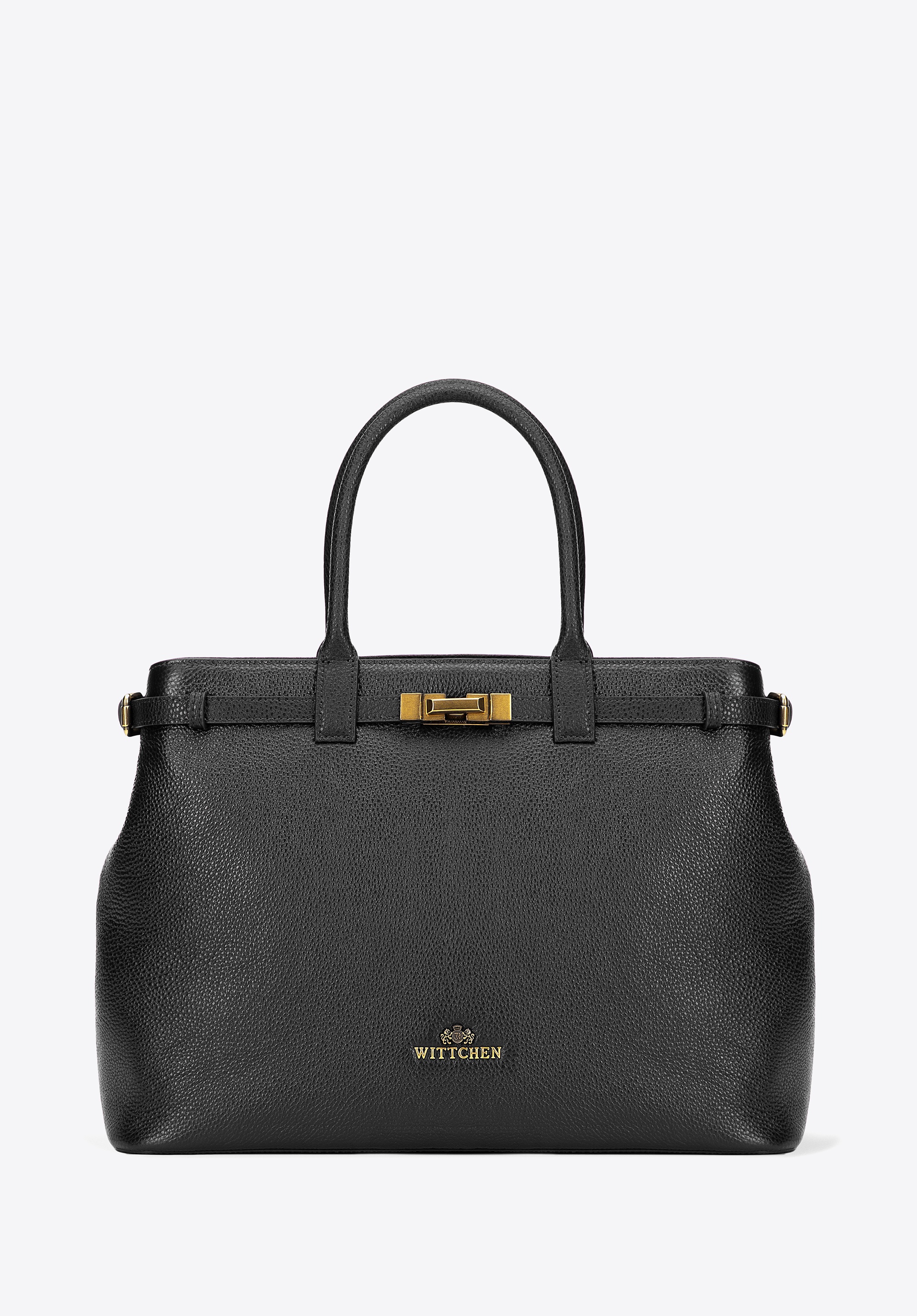 Damski kuferek ze skóry naturalnej o fakturze groszkowej czarny