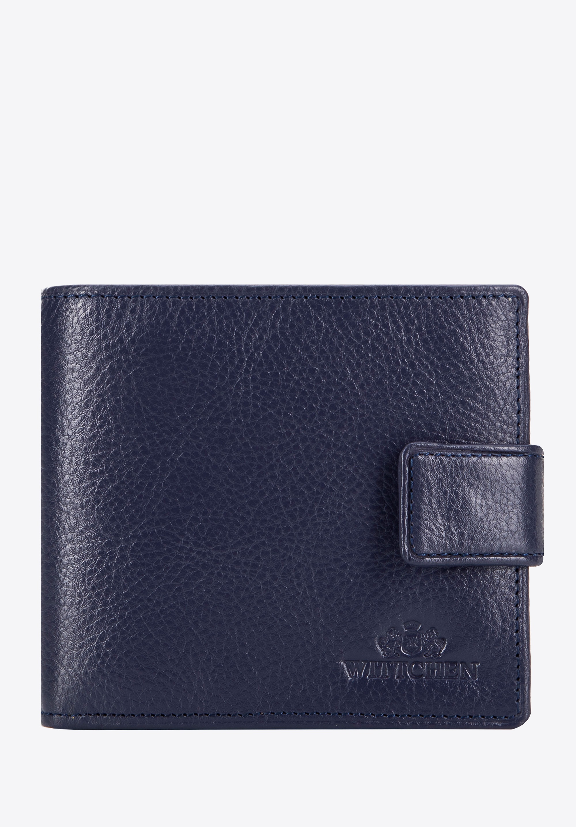 Męski średni portfel skórzany z RFID granatowy