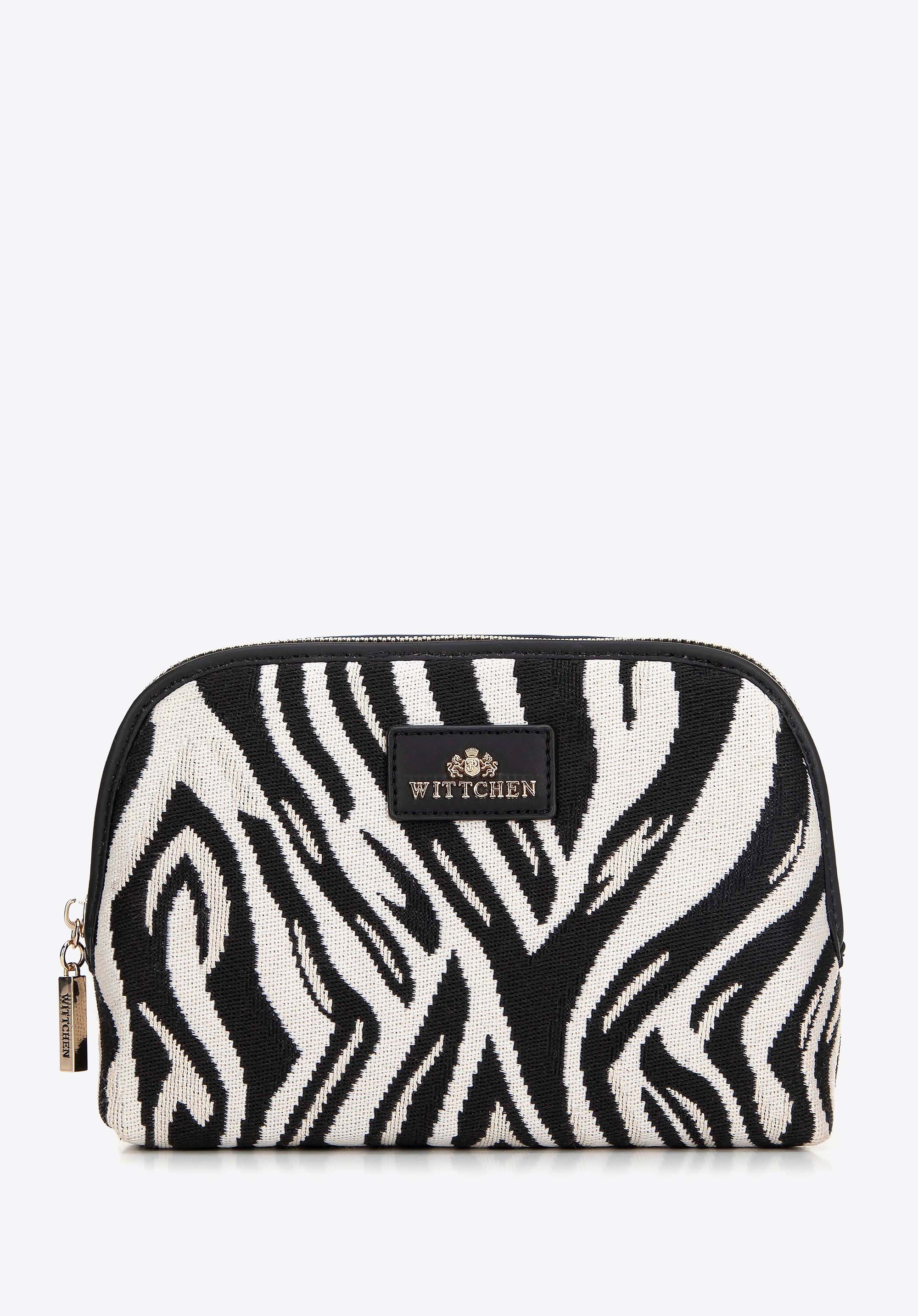 Damska kosmetyczka żakardowa wzorzysta biało - czarna