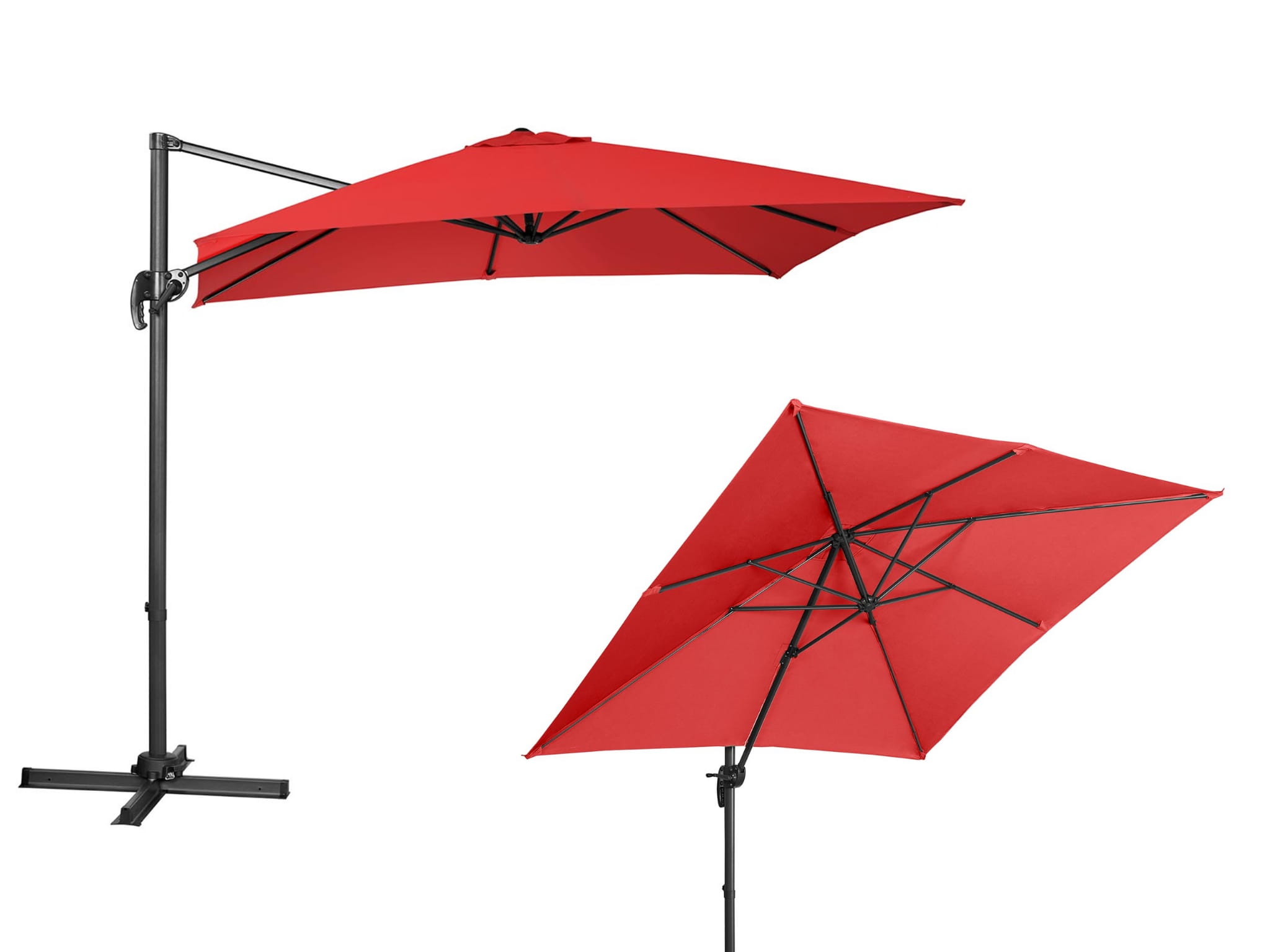 Parasol ogrodowy z wysięgnikiem kwadratowy 2,5x2,5m czerwony
