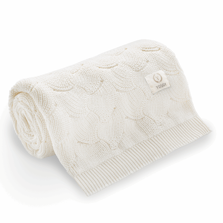 Yosoy Kocyk Waves eco cotton - 100 x 80 cm-Ivory