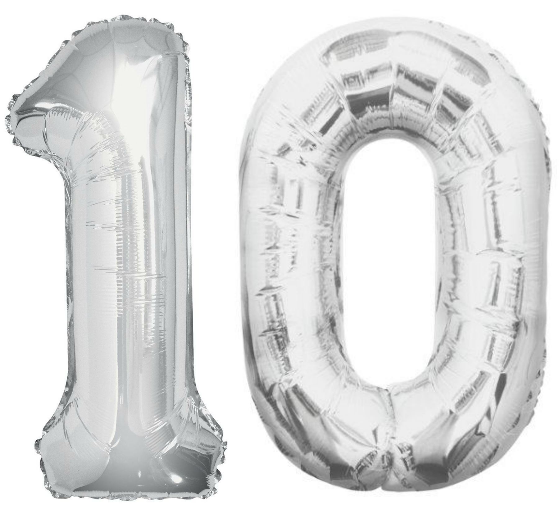 Balony Foliowe Cyfra "10", 100 cm, srebrny