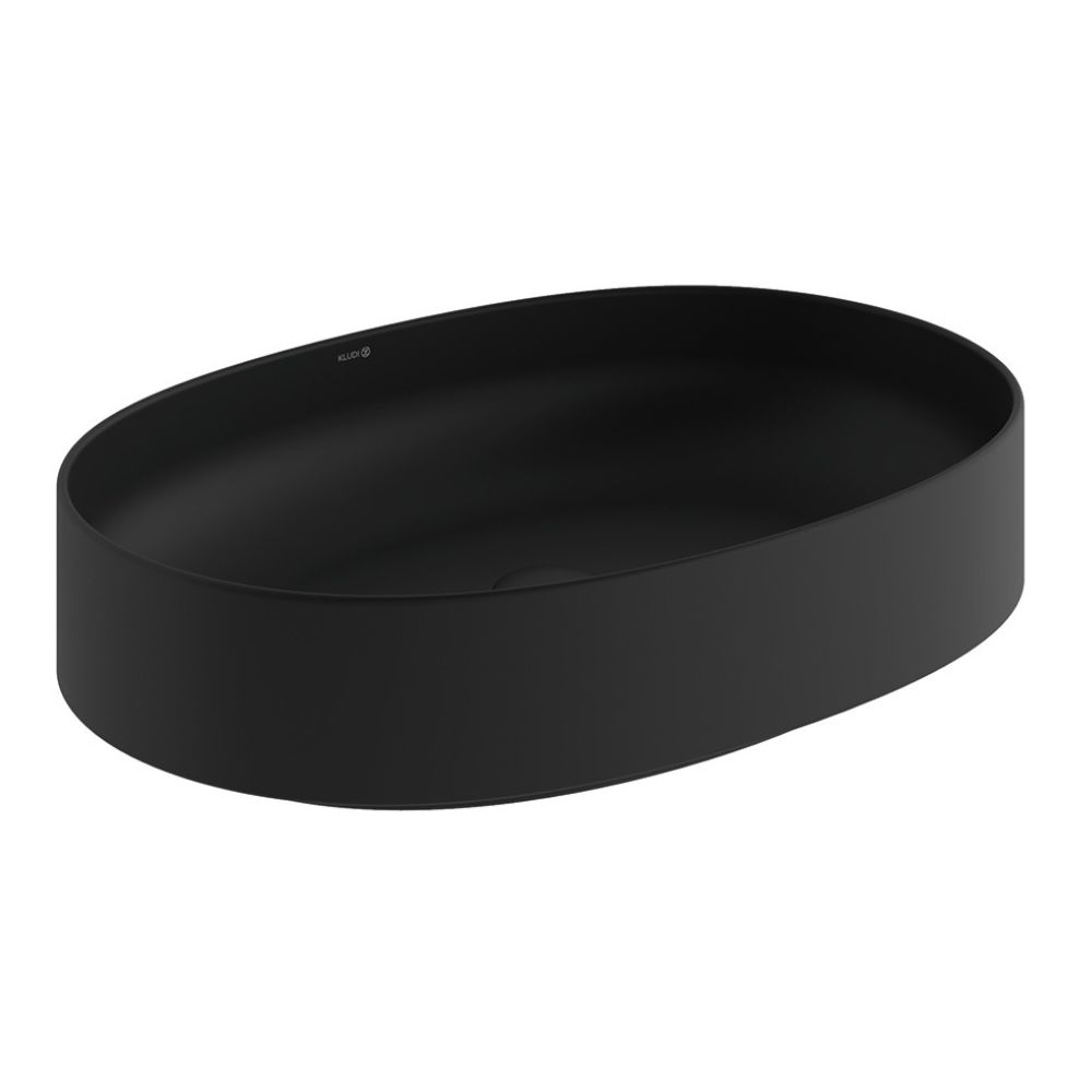 Darmowa Dostawa - Umywalka z korkiem 60x40 cm owalna nablatowa czarna Kludi Resa O 58CW2039