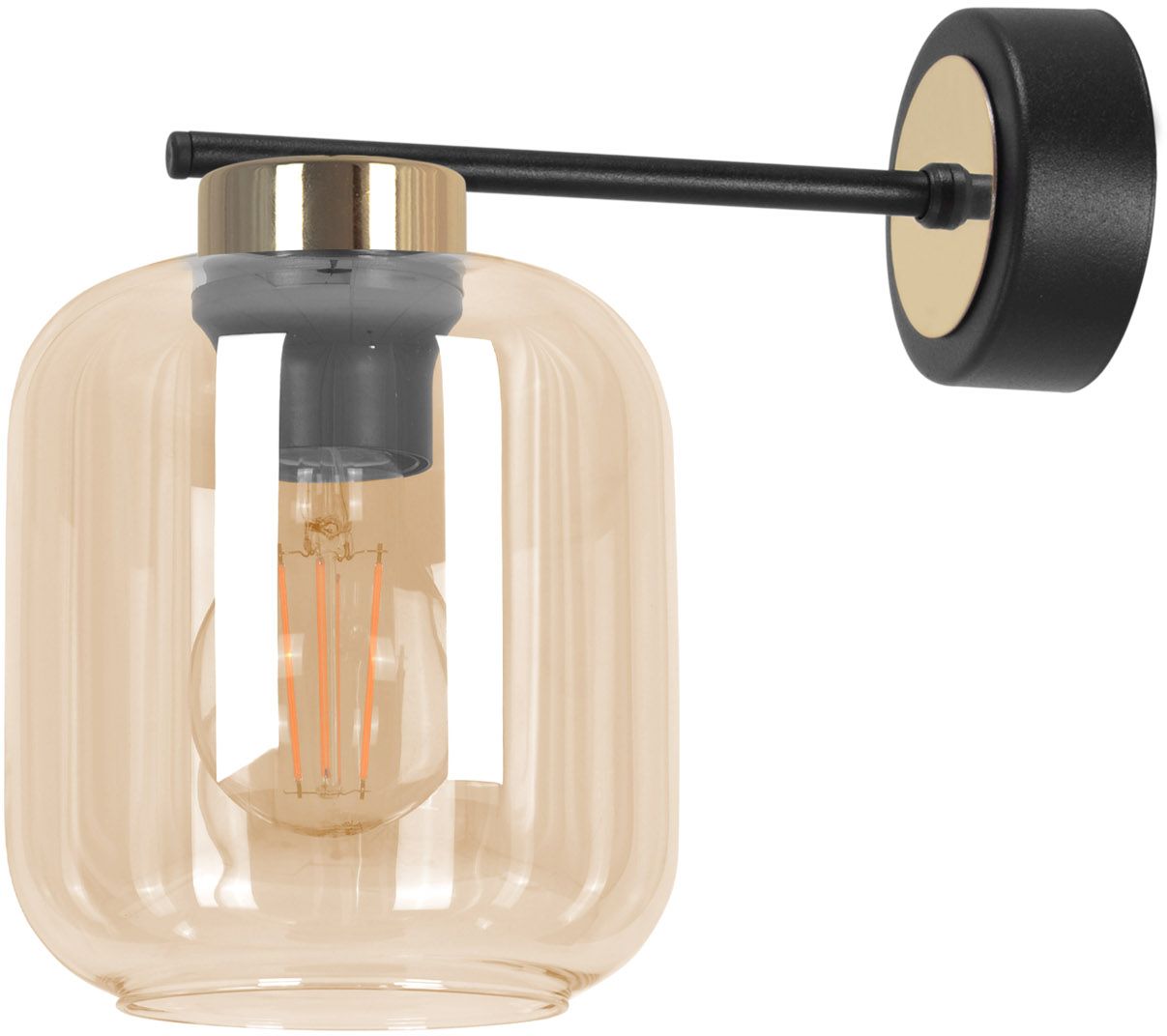 Darmowa Dostawa - Kinkiet 1x15 W czarny-złoty-bursztynowy Kaja Iga K5513