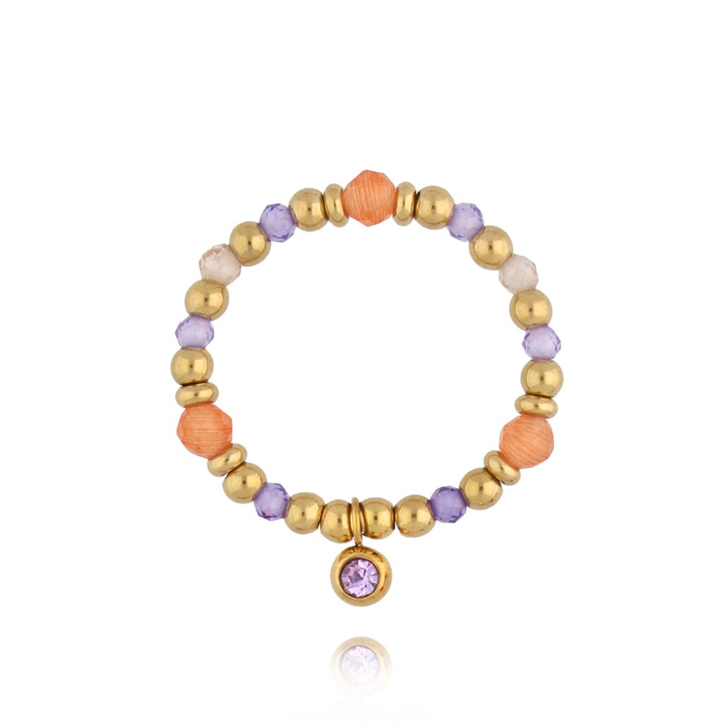 Pierścionek elastyczny pomarańczowo fioletowy PSC0634 - By Dziubeka