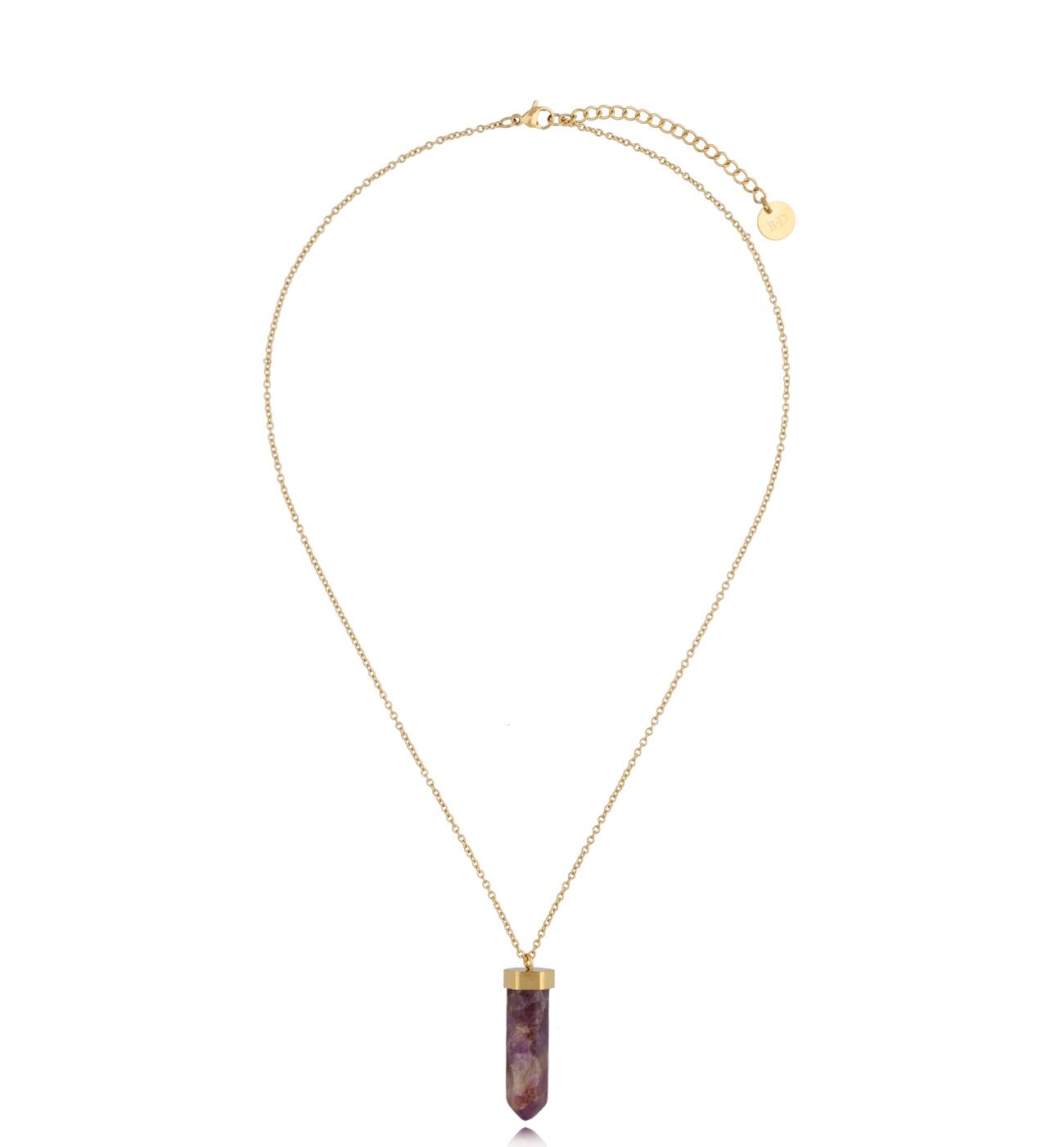 Naszyjnik złoty z ametystem Go Get It 55 cm - By Dziubeka