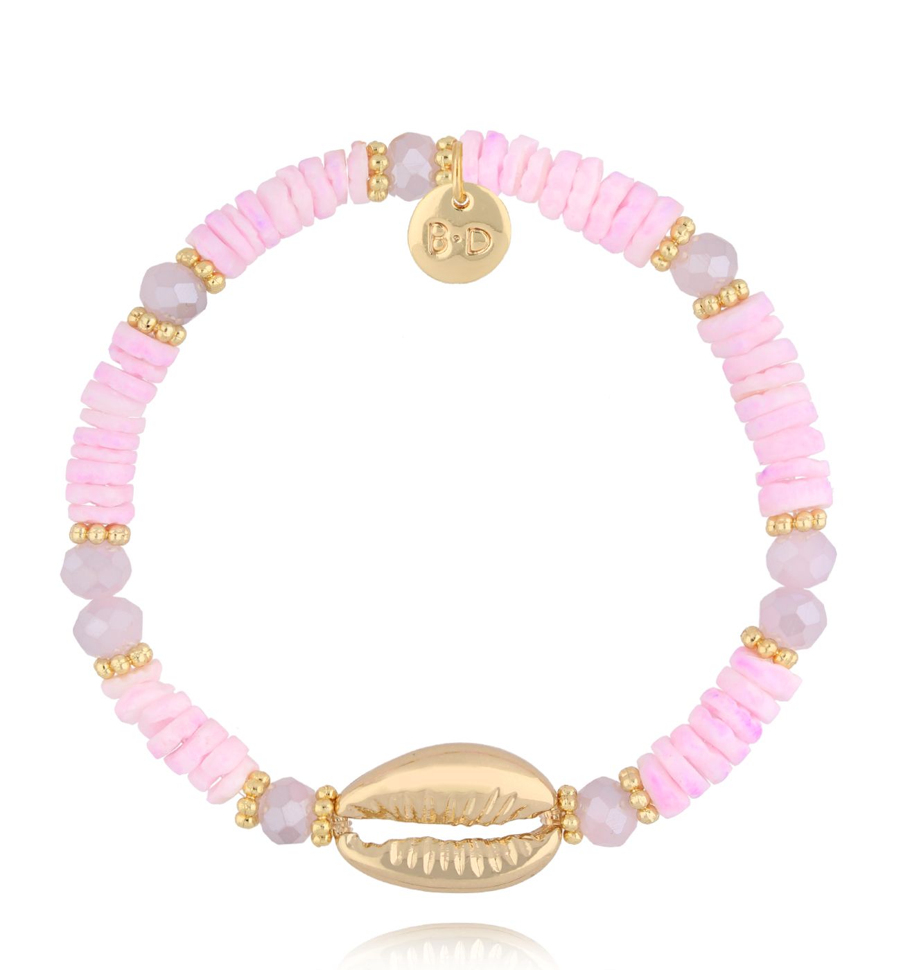 Bransoletka z fioletowymi muszlami Gold Shell BSH0129 - By Dziubeka