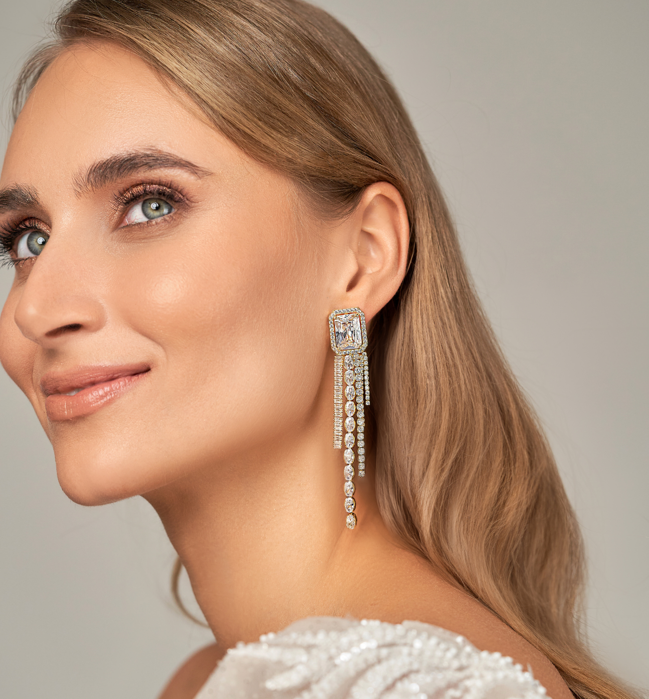 Kolczyki transparentne z kryształkami Majestic - By Dziubeka