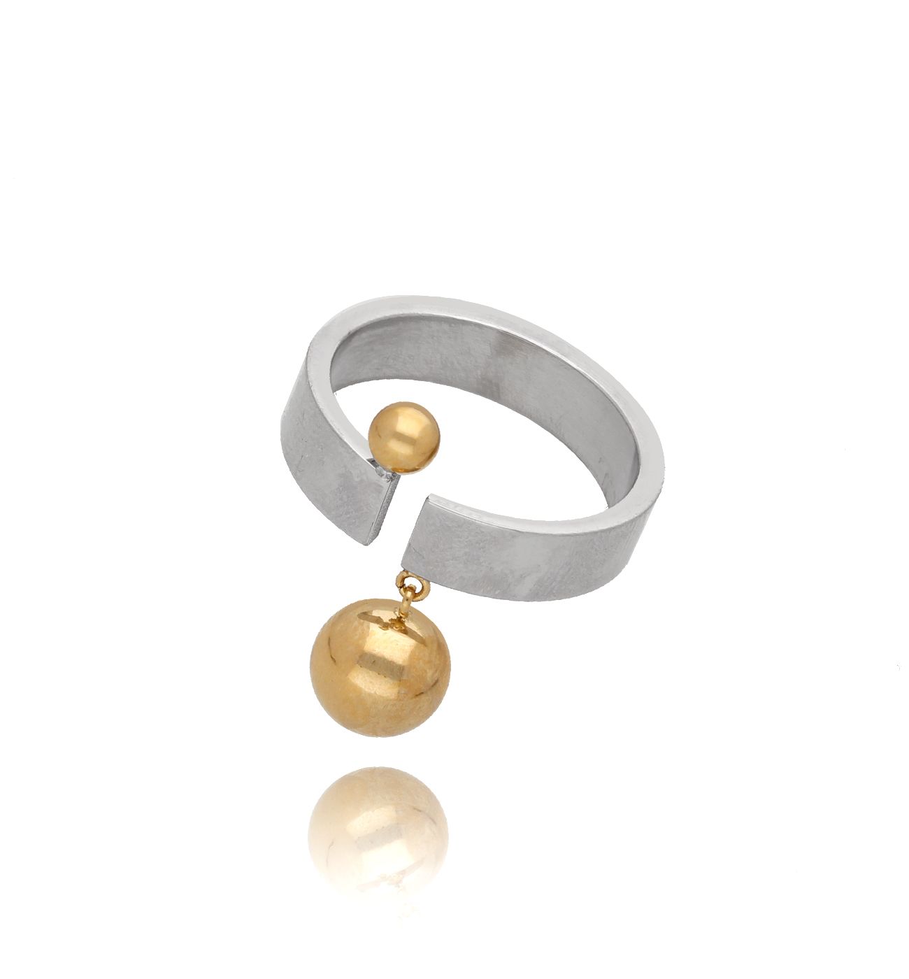 Pierścionek srebrny ze złotymi kulkami Balls - By Dziubeka