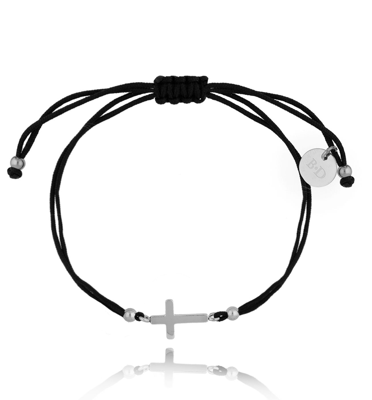 Bransoletka czarno-srebrna z krzyżykiem Meaning BGL0567