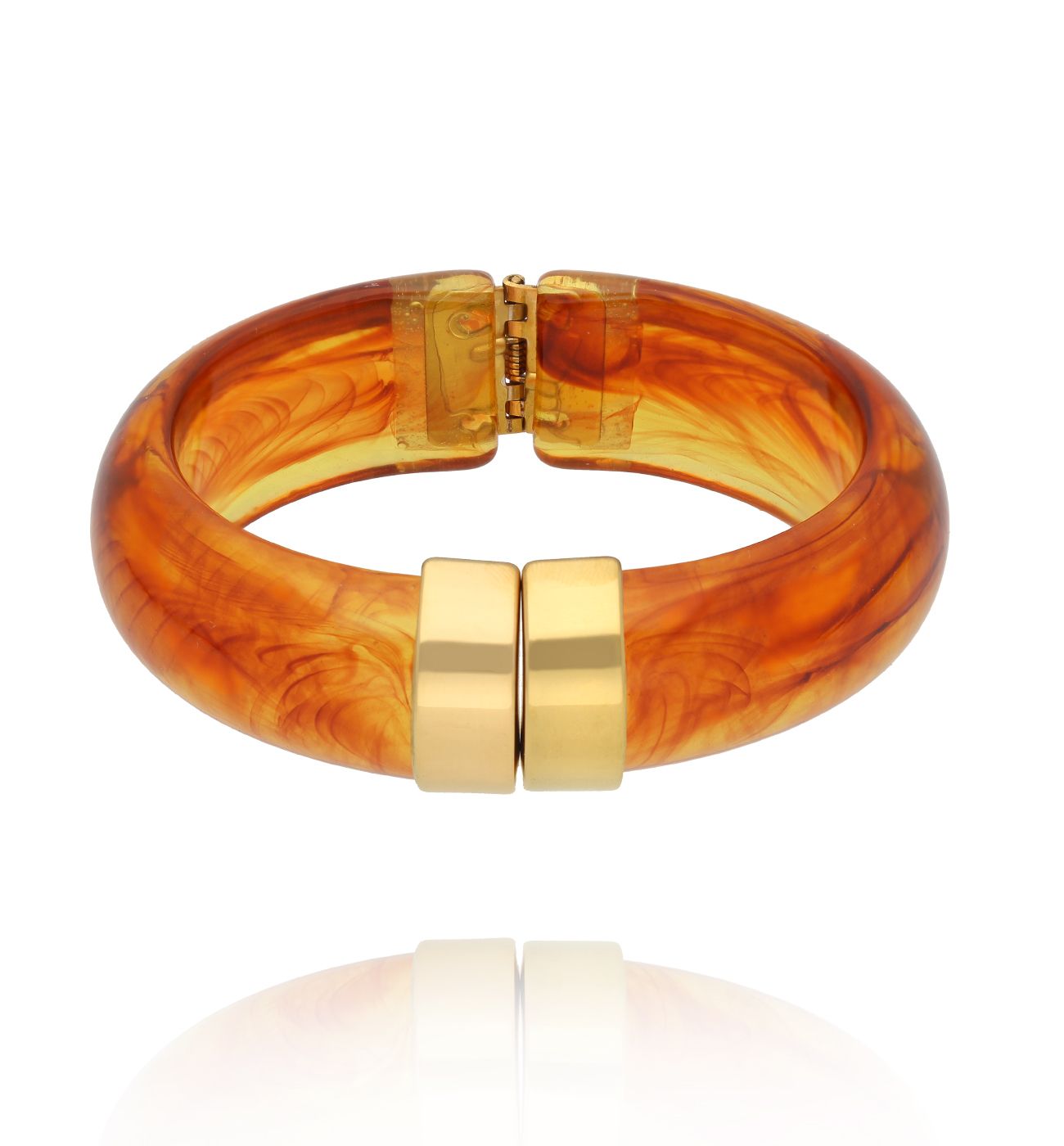 Bransoletka w odcieniu intensywnego bursztynu ze złotym zapięciem BEU0018 - By Dziubeka