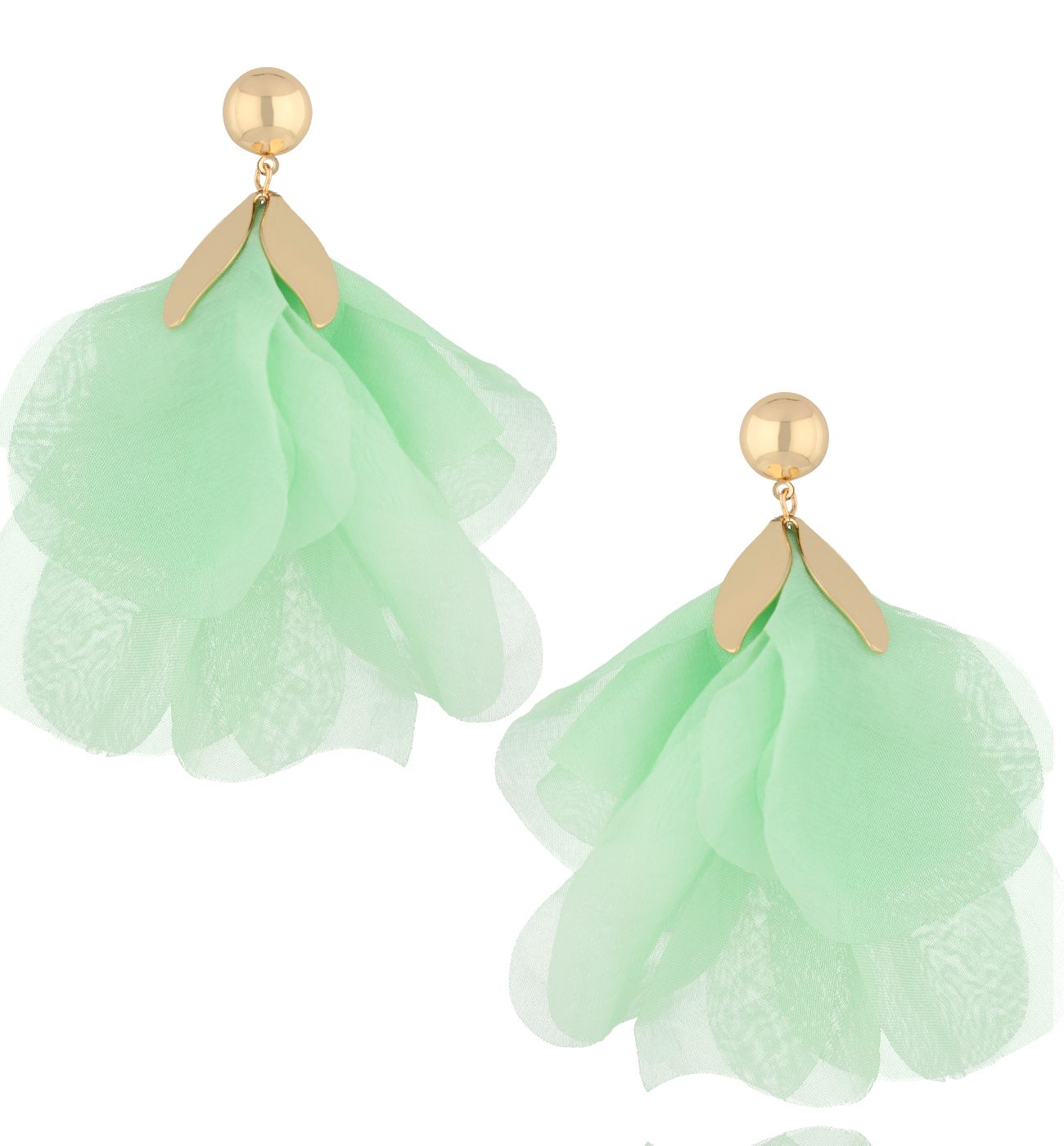 Kolczyki miętowe z tkaniną - By Dziubeka