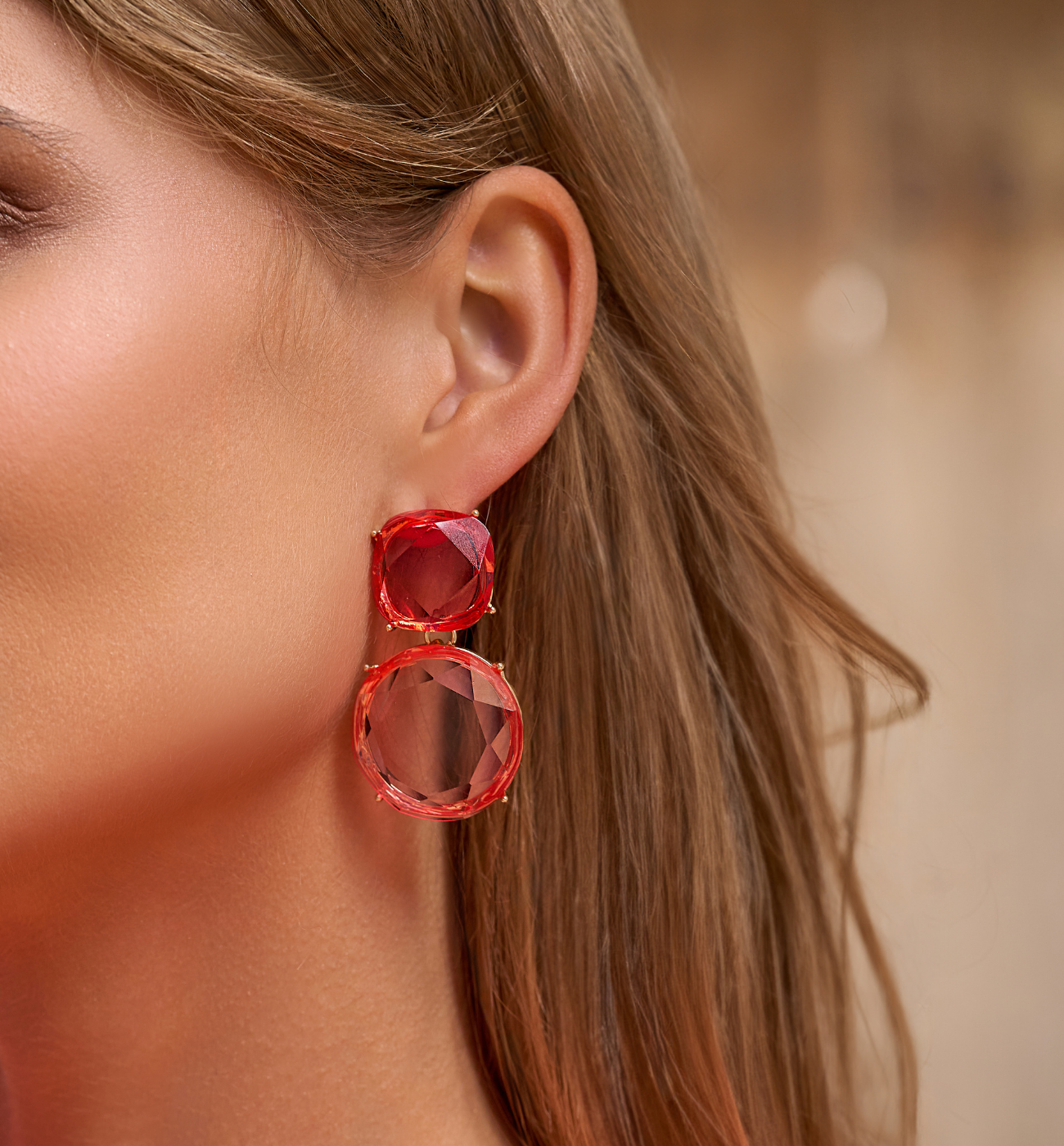 Kolczyki z malinowymi kryształami Suzano KFF0252 - By Dziubeka