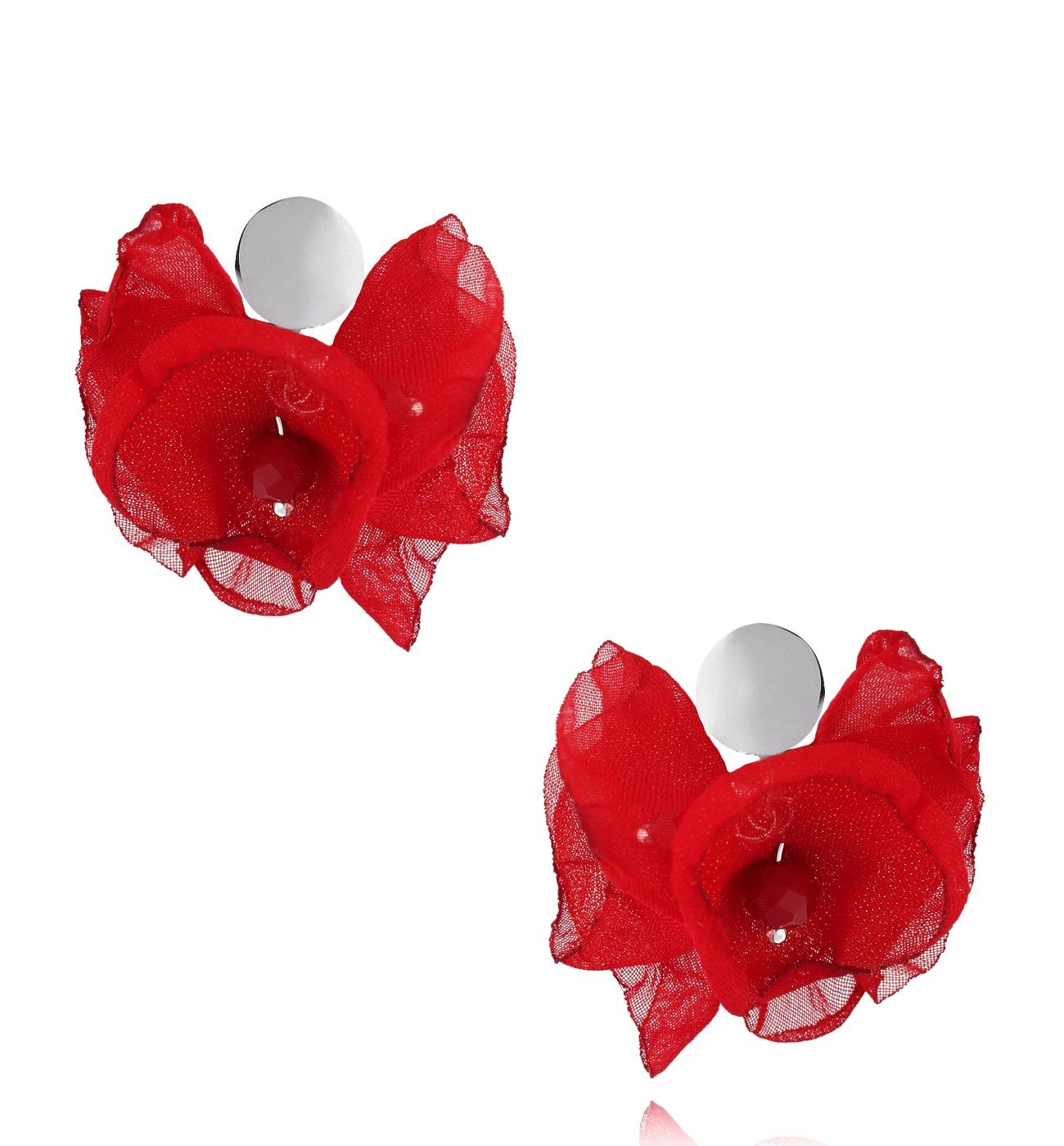 Kolczyki z szyfonu małe czerwone Nue KBL1652