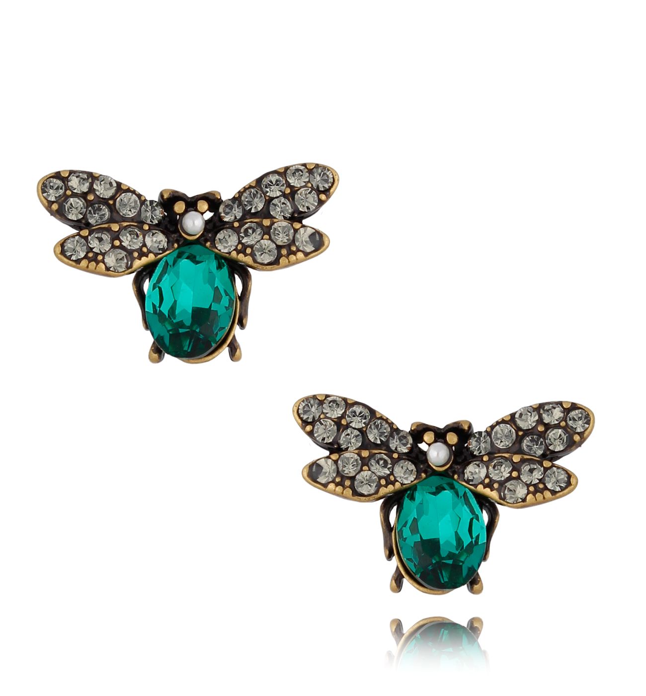 Kolczyki z zielonymi owadami Alma KMI0222