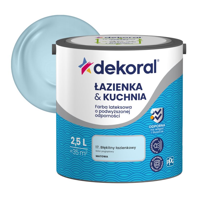 Farba lateksowa Dekoral Łazienka i Kuchnia błękit łazienkowy 2,5 l