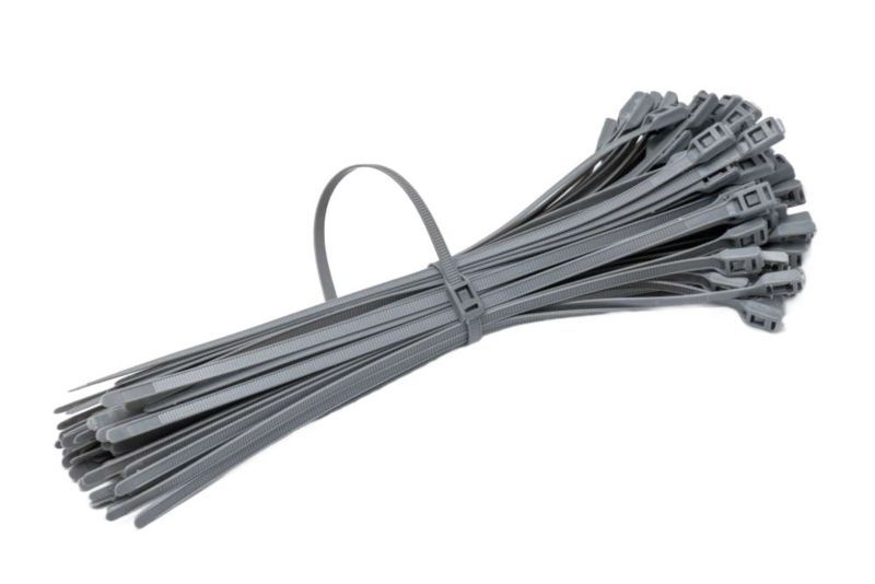 Opaski Zaciskowe Neopak z płaskim zamkiem 350/7mm Szare 100 szt.