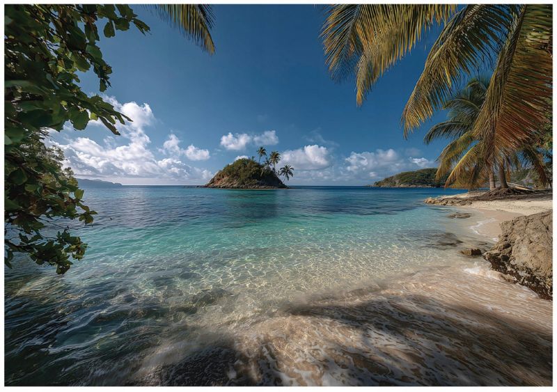 Fototapeta WALLARENA Do Sypialni Salonu Na Flizelinie Plaża Wyspa Palmy Niebieski 400x280 cm 16112VX8 1 szt.