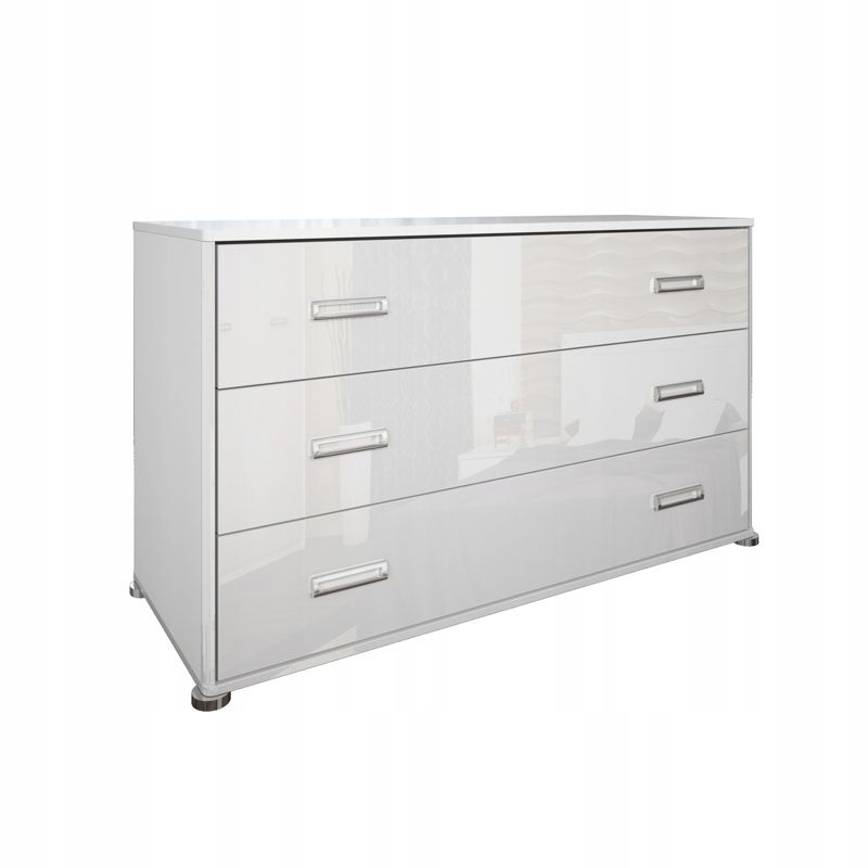 Komoda Bella INTESI biała w połysku 130 cm z szufladami do sypialni nowoczesna 1 szt.