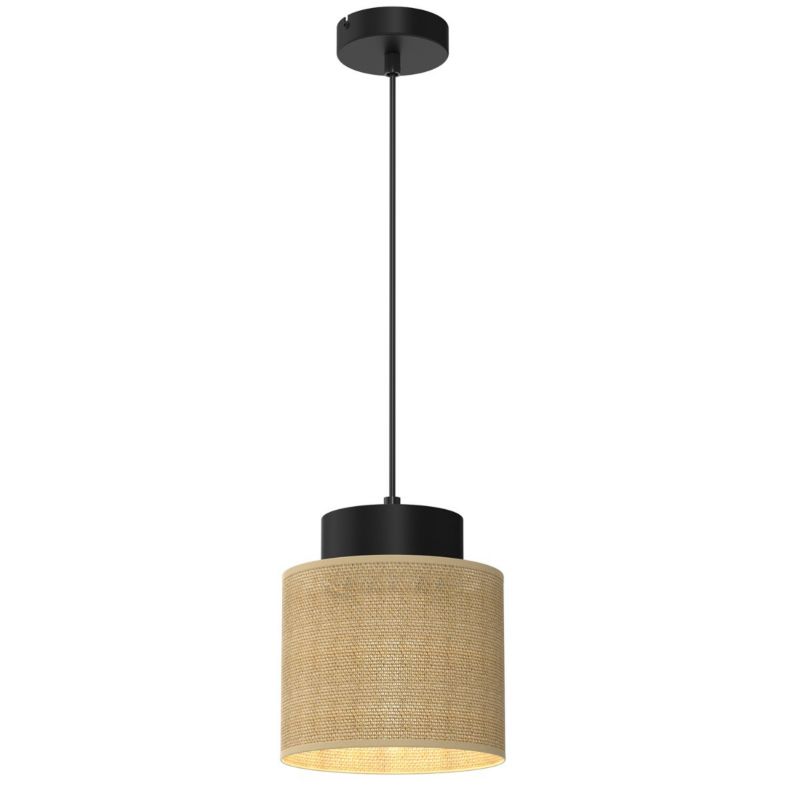 Lampa wisząca Luminex Jute czarno-beżowa wym: 105 x 18 x 18 cm 1xE27 x 15W 1 szt.