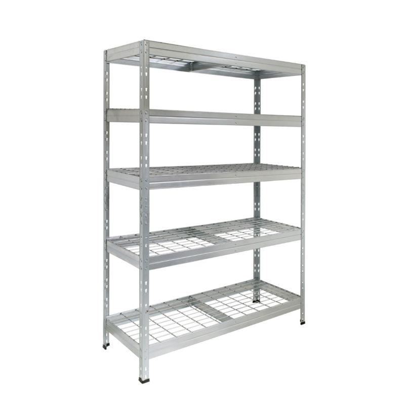 Regał metalowy AR Shelving Rivet ocynkowany z 5 półkami z siatki stalowej 180x120x45 cm 250 kg 1 szt