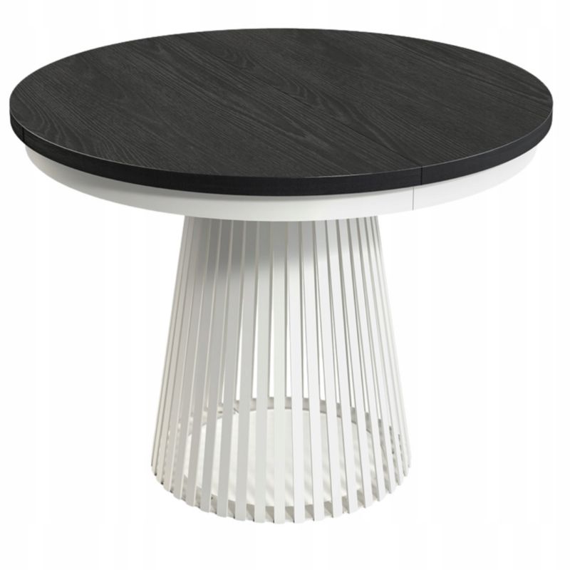 Rozkładany stół Furnidea LAMELLA 100-140-180 cm czarny blat nogi białe metal 1 szt.