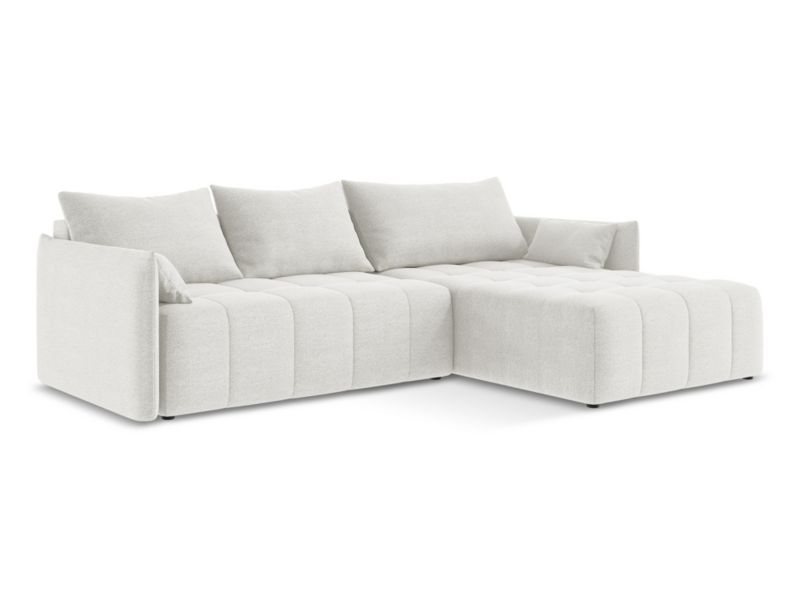 Narożnik prawostronny z funkcją spania LaMiaSofa BOLSENA z tkaniny bouclé 260x180 cm biały 1 szt.