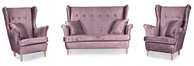 Zestaw mebli uszak do salonu sofa fotele Family Meble Ari liliowy 1szt