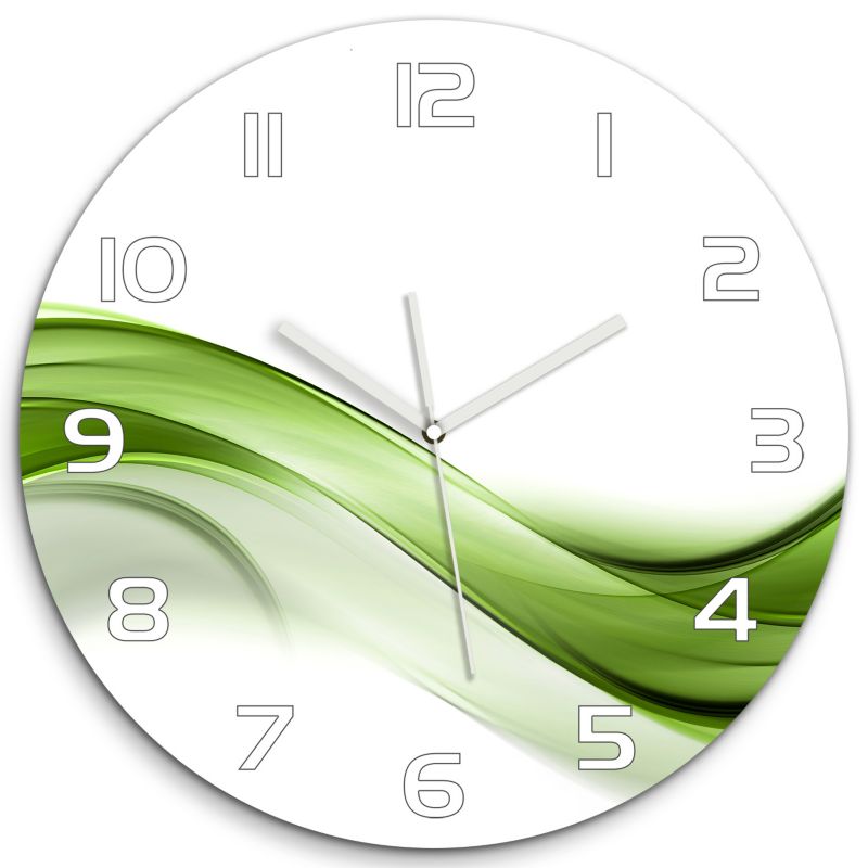 Zegar szklany Tulup Zielona fala fi30 cm cichy 1 szt.
