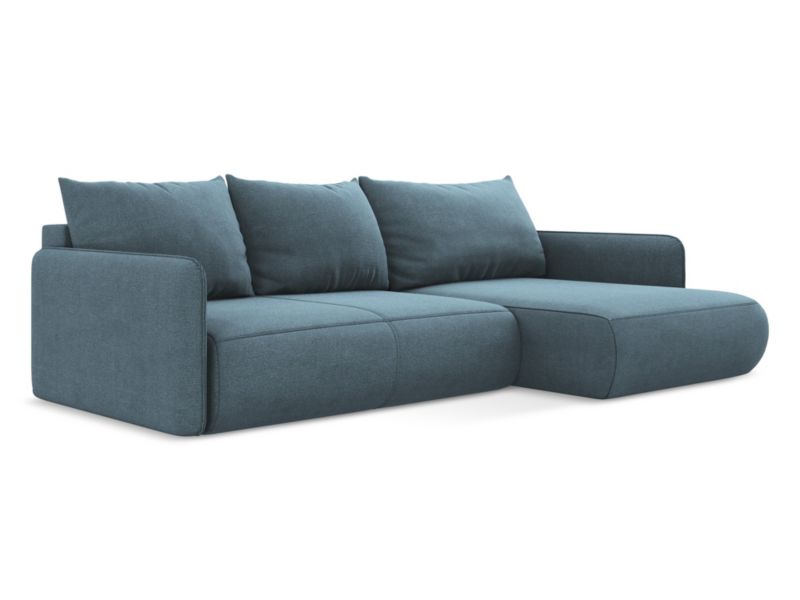 Narożnik prawostronny z funkcją spania LaMiaSofa PALERMO z tkaniny strukturalnej 240x148 cm jasny niebieski 1 szt.