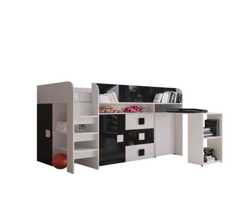 Łóżko piętrowe Antresola Abiks TOLEDO 1 biały + czarny 1 szt.