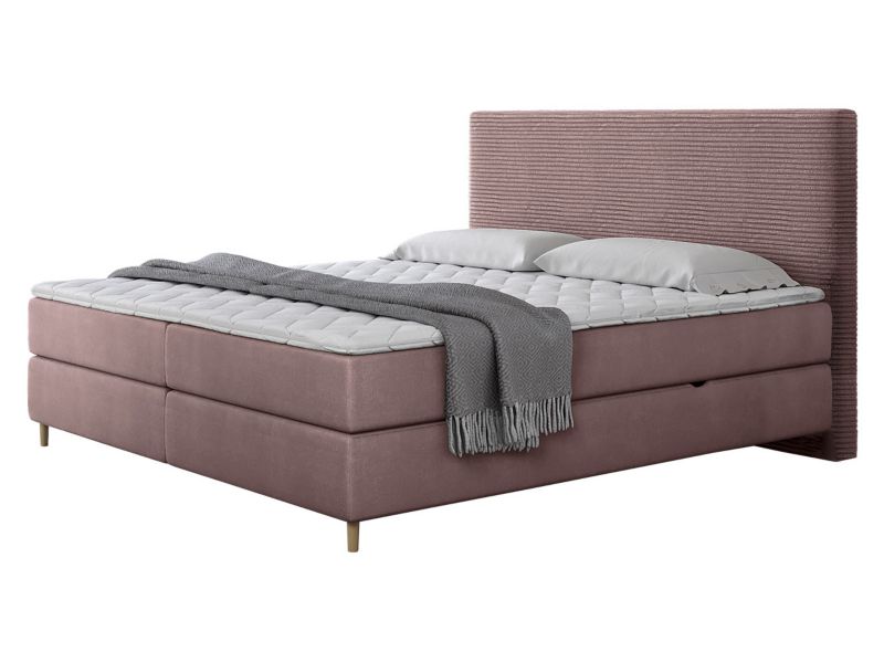 Łóżko kontynentalne MIRJAN 24 Laro Sztruks 160x200 brudny róż/brudny róż 1 szt.