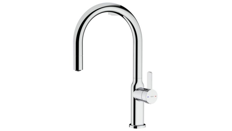 Bateria kuchenna Teka Oval chrom z wyciąganą wylewką, 360 obrotowa, perlator, Easy-Quick, 1 szt.