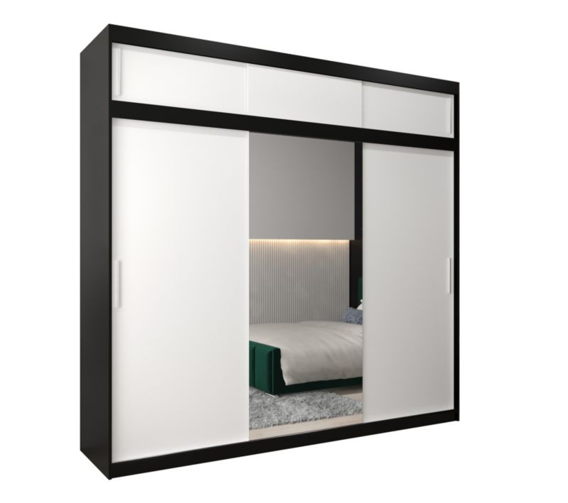 Szafa przesuwna Garderoba Abiks Tokyo 1 250 czarny + biały z nadstawką 1 szt.