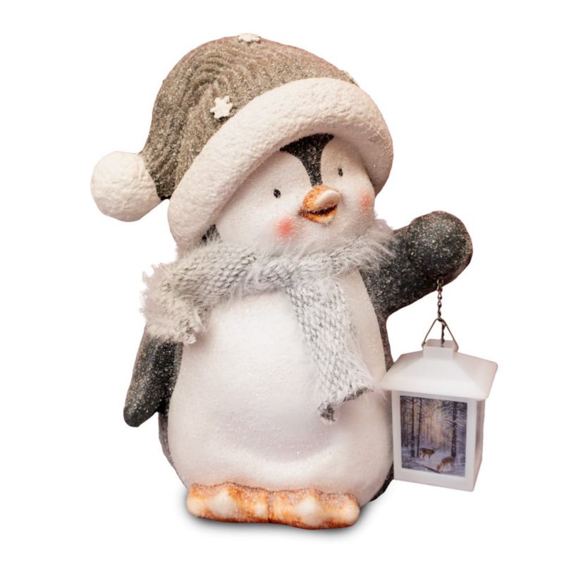 Figurka dekoracyjna pingwin z latarnią, Solis Decor by Aleksandra Sobota, 12 cm, 1 szt.