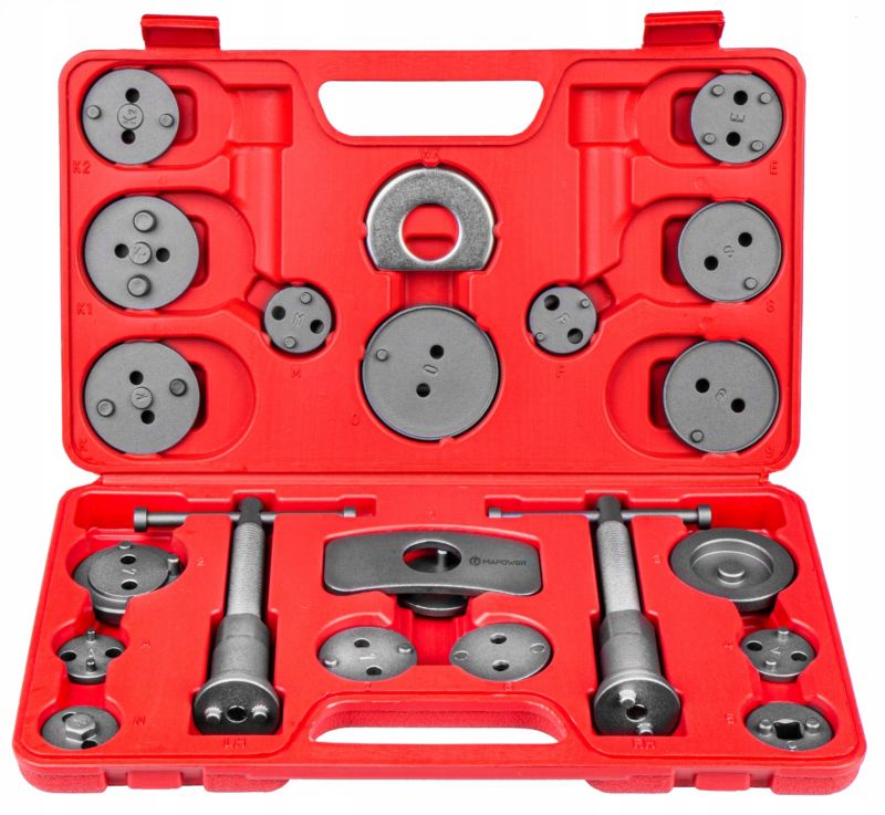 Zestaw do wyciskania tłoczków hamulcowych MAPOWER 22 elementy praska 1 kpl.